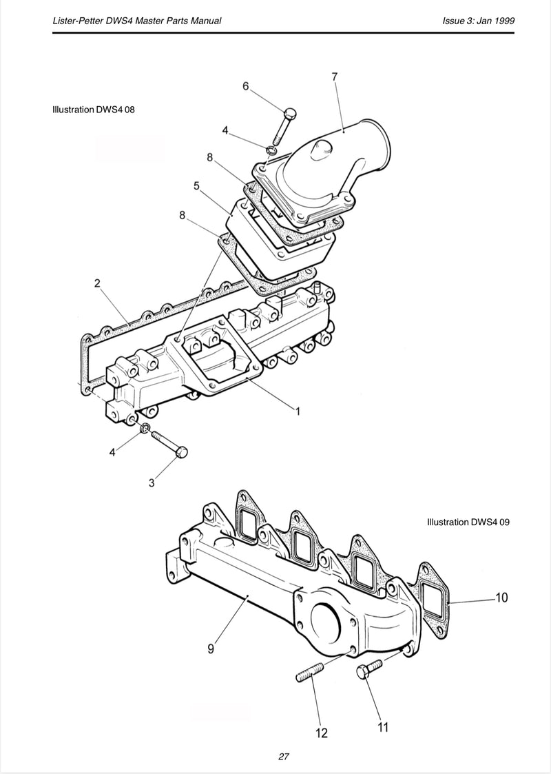 624-20760 Exhaust manifold joint/gasket, DWS Lister Petter engine. Part number 32A32-00200 is also associated with this gasket