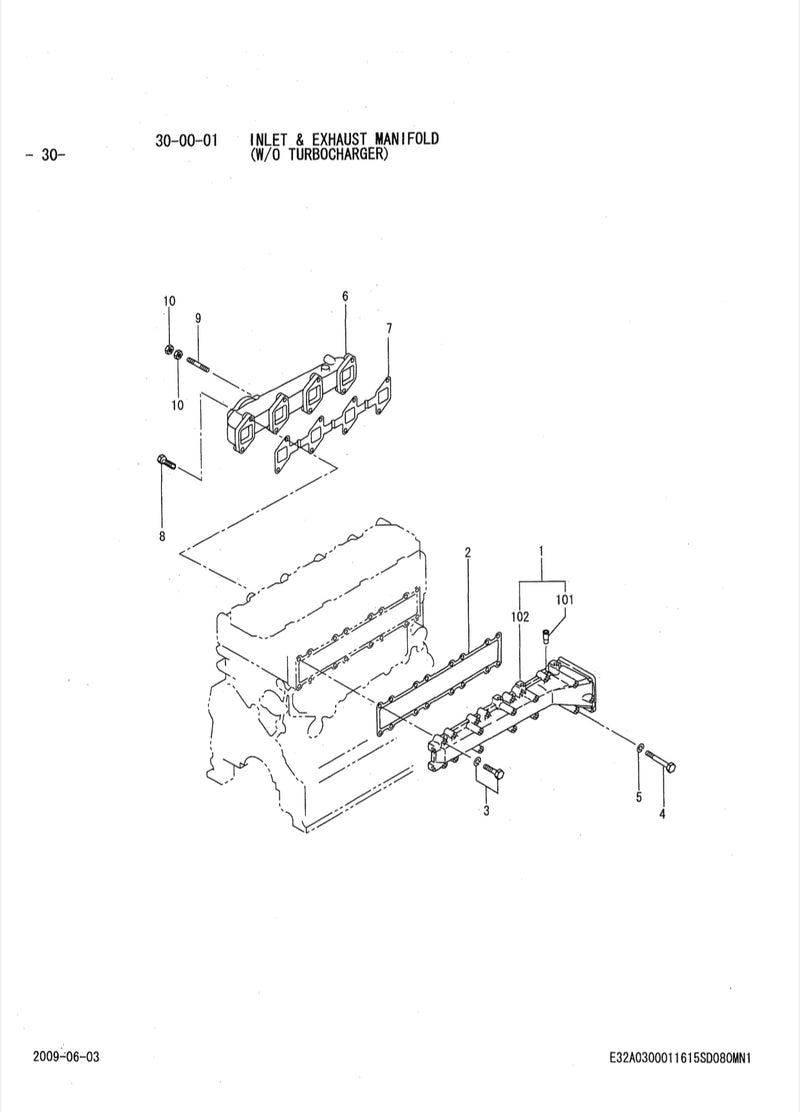 624-20740 Inlet manifold joint/gasket, DWS Lister Petter engine. Part number 32A30-00201 is also associated with this gasket