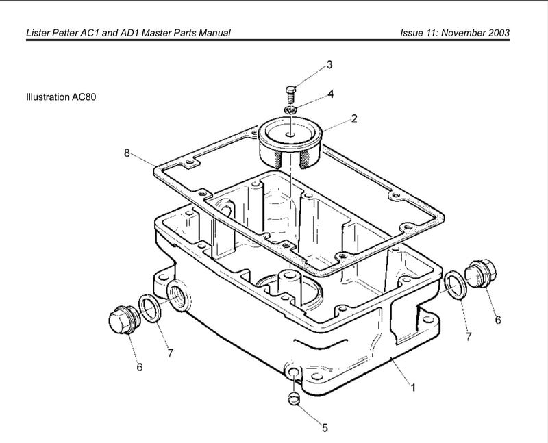 198250 Sump Joint/gasket Lister Petter AA1, AB1, AC1, AD1 series engines