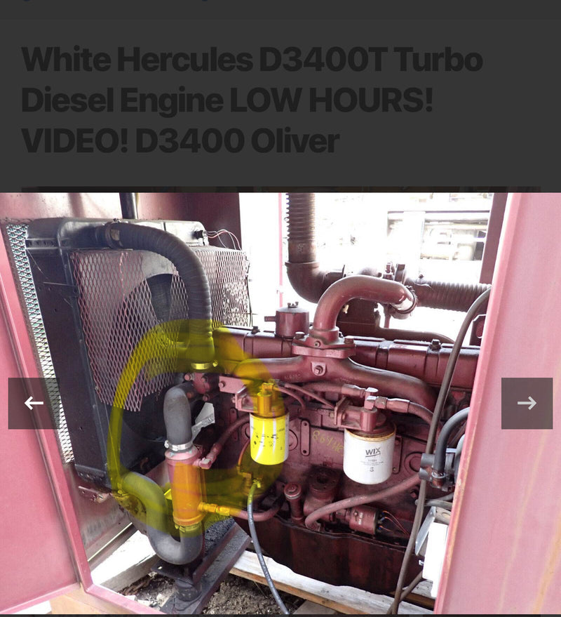 40-0006806 Hose, Suction side lower hose Gas and Diesel 2300 and 3400 series with the factory oil cooler. Hercules and White diesel engines.