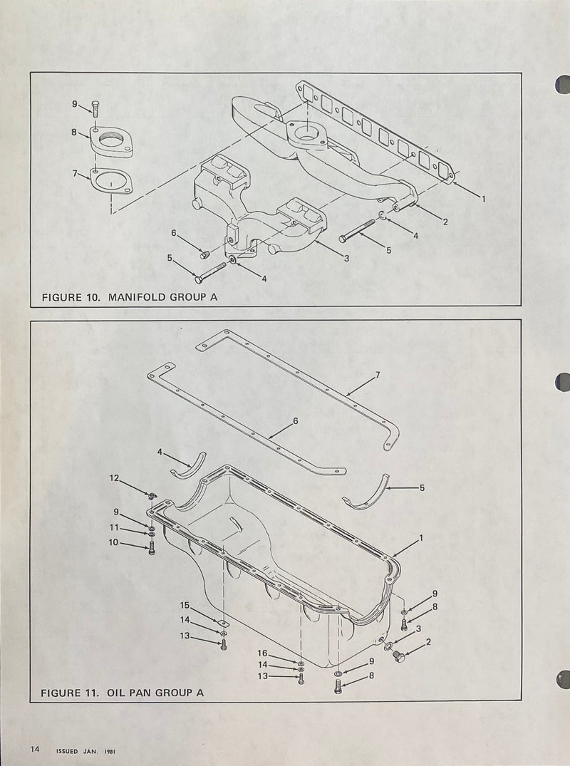 40-2090659 Oil pan gasket set, Hercules model G1600 engine.