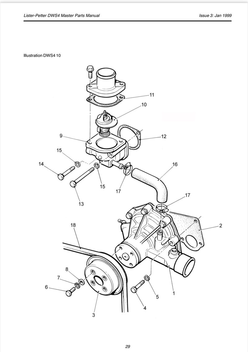 624-20910 Water pump joint/gasket, DWS Lister Petter engine. Part number 34A45-00500 is also associated with this gasket