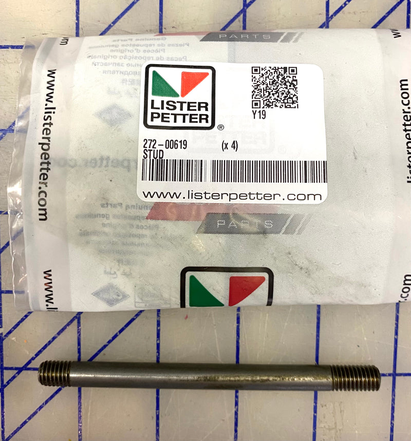 272-00619 Stud, Exhaust manifold stud used on the Lister Petter TX series line of engines.