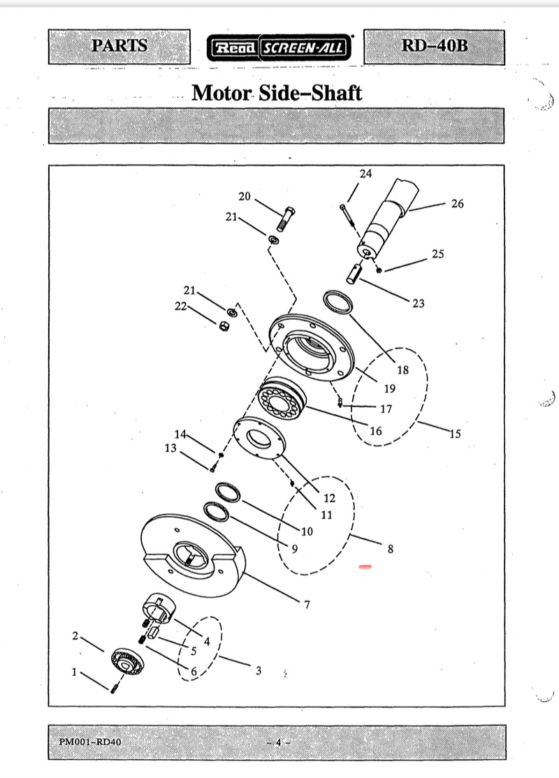 1426 Seal, Shaft seal for Read Screen-All Screen, Model RD-40. This is the special “notched” seal