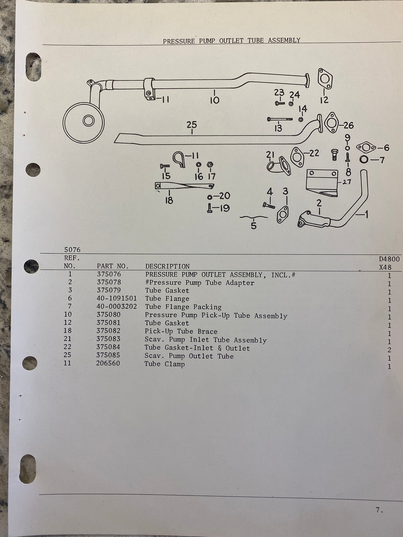 Hercules Engine Gaskets 375084 Gasket, Tube gasket inlet and outlet. Used on the 4800,5000 ser