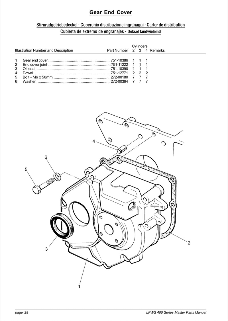 751-11222 Gasket/Joint gear end cover , used on the LPA LPW/S/G and the LPW Marine engines