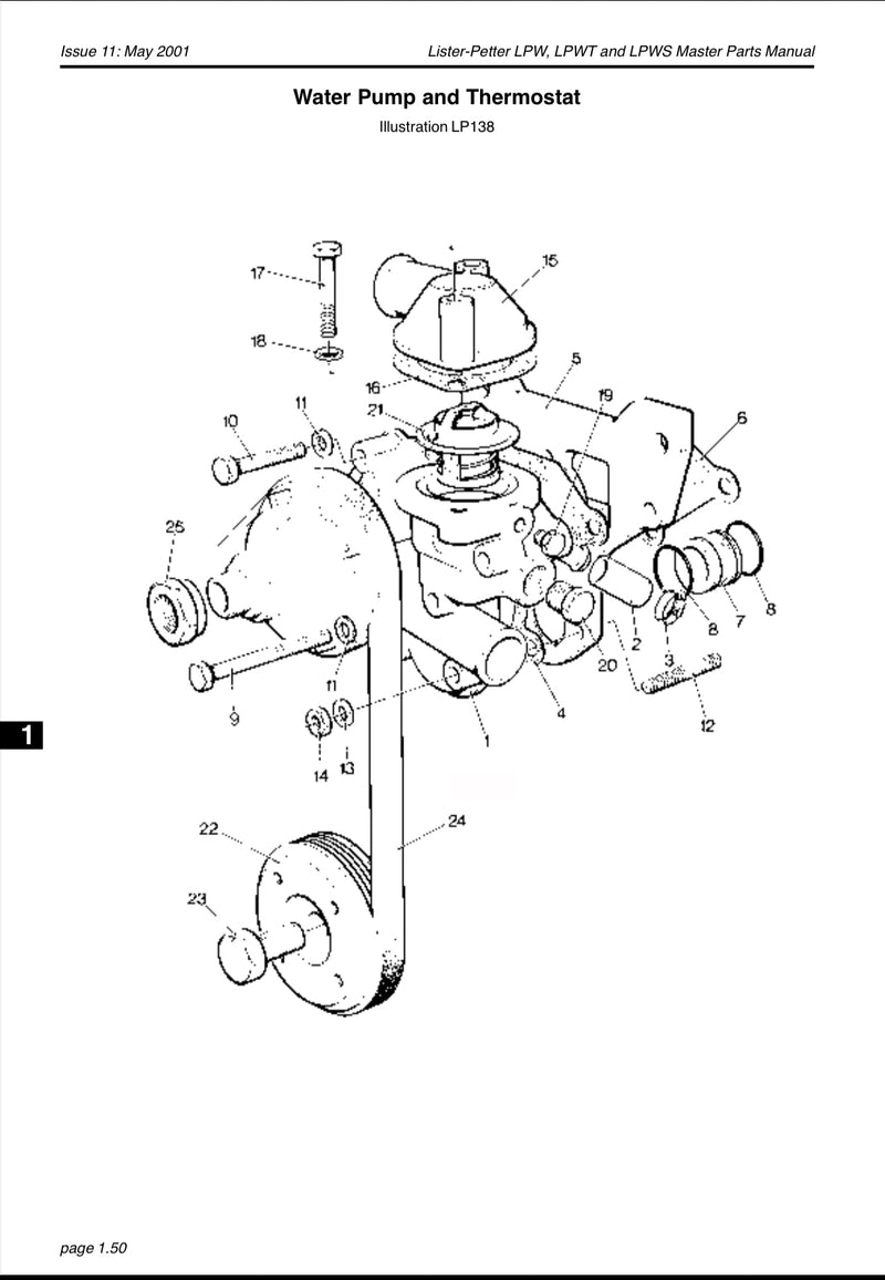 751-40982 Thermostat 190.0 F, Used on the Lister Petter LPW/S/T series engines.