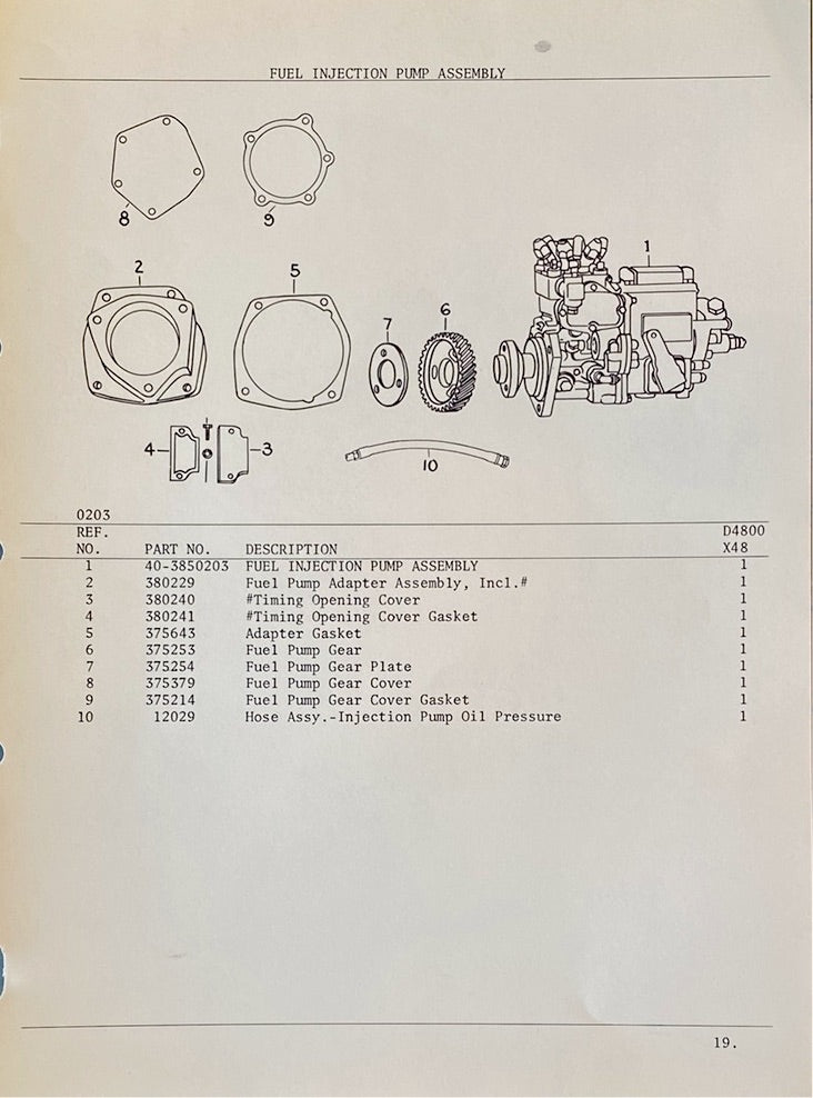 375214 Gasket, Fuel pump gear cover gasket for the Hercules D4800 and D5000 series engine.