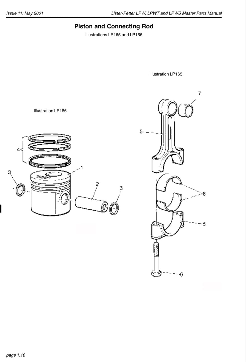 750-10152  Connecting rod assembly, used on the LPW and the LPWS Lister Petter series engines.