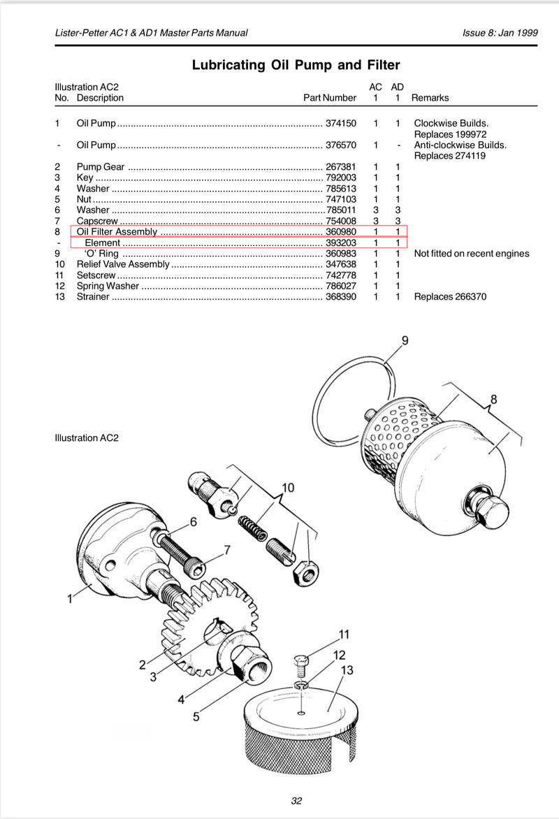 360983 O ring seal, filter housing o ring AC1 and AD1 engin.