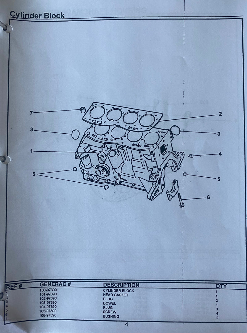 101-97390 Head gasket, Generac generator model 0972-0, 0973-0, 0975-0, 0976-0, 0977-0, 0978-0, 0979-0  Fiat engine powered