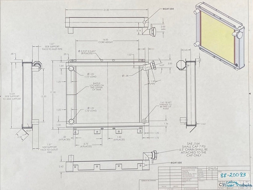 88-20093 Radiator for a Military style generator, MEP 10KW