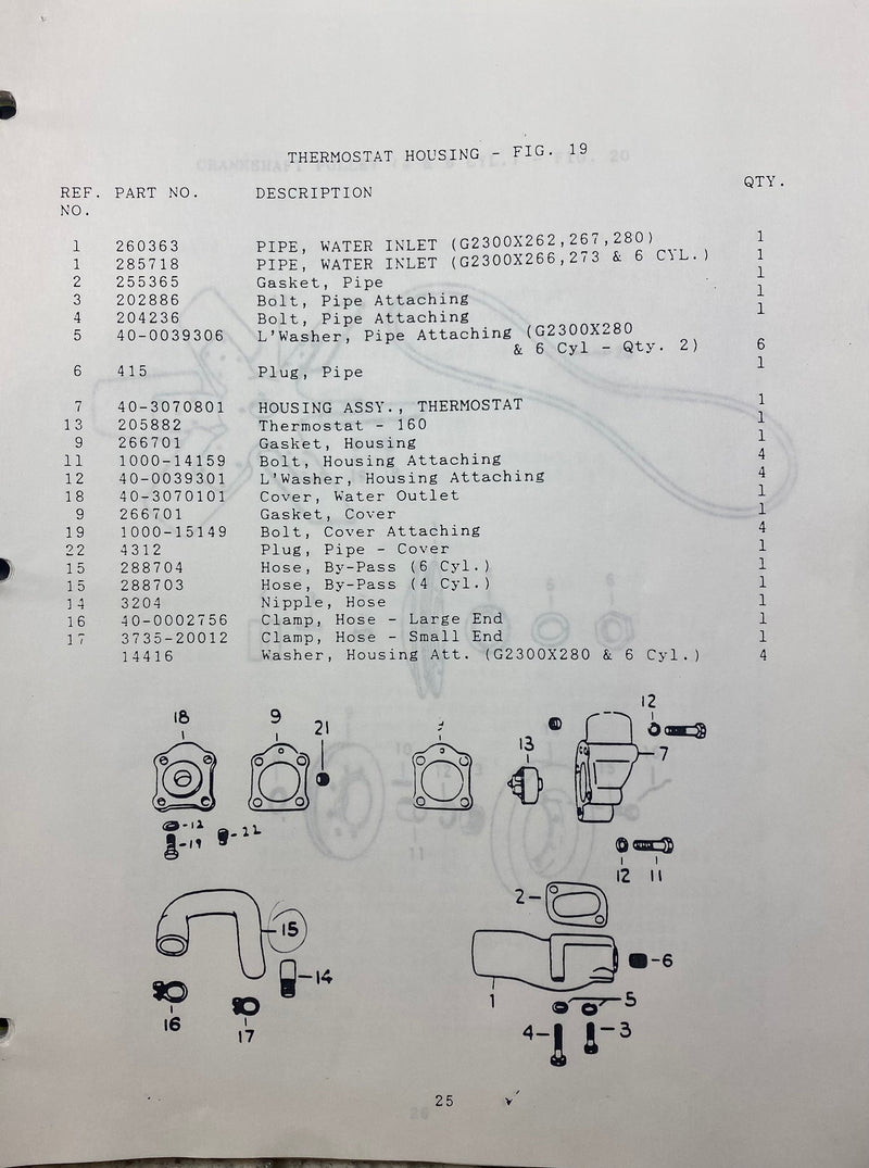 266701-00 Gasket, Thermostat housing. Used on the 2300, 3400 and D198 Gas and Diesel engines.