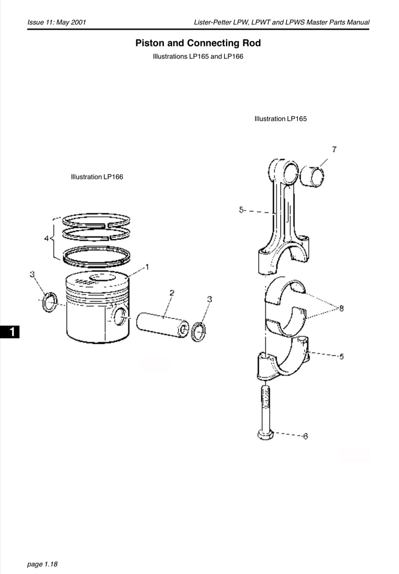 750-41610 Piston assembly standard size, used on the LPW and LPA Lister Petter series engines.