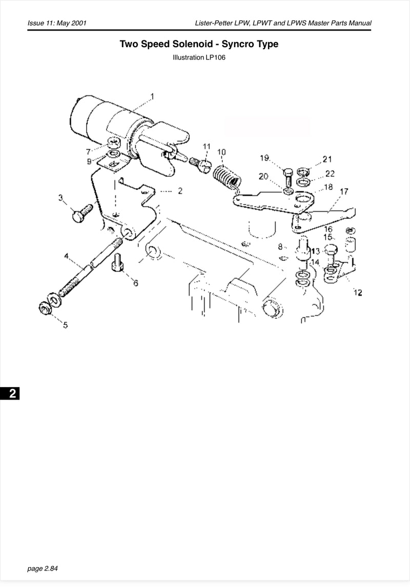 Lister Petter control lever 757-24281, used on LPW, LPWT and LPWS model engines