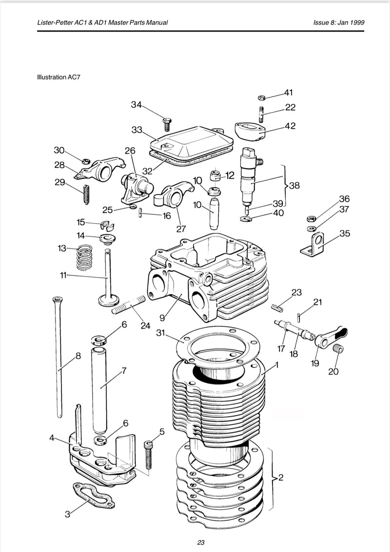 Lister Petter Cylinder Head Gasket part number 268153, This steel gasket is for an Lister Petter  AC1 engine only