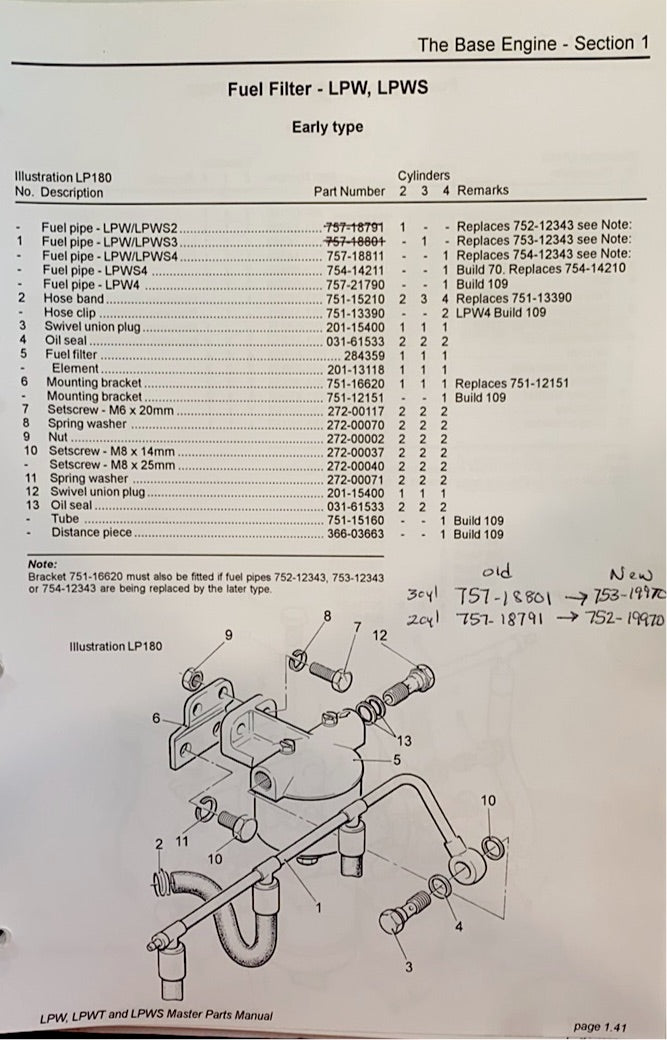 752-19970 Fuel pipe assembly used on the Lister Petter model LPW, LPWS engine