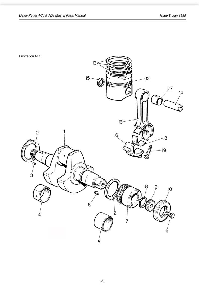 392973 Big end bearing (Con rod), for Lister Petter AC1 and the AD1 engines.